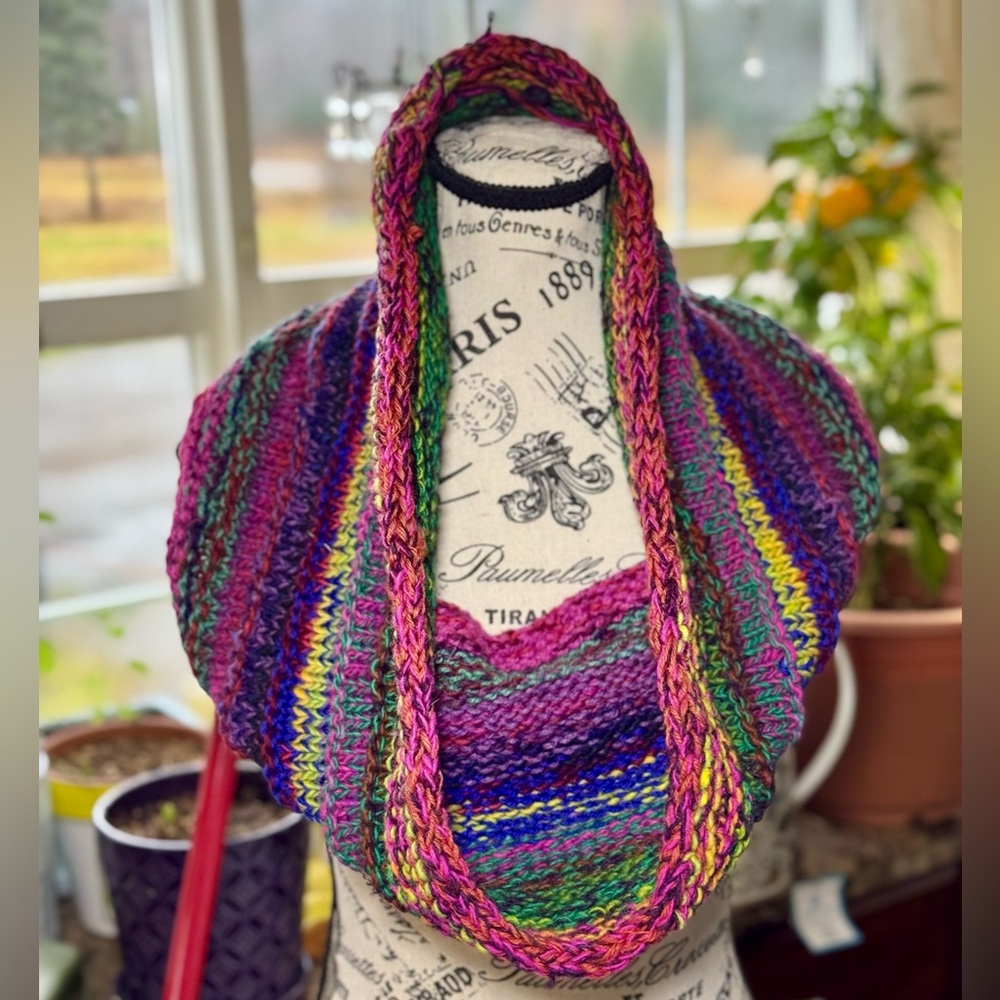 Hand Crafted Multicolor Knit Infinity Scarf